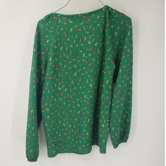 LOFT Green Floral Print Top Womens Size Small S - Picture 2 of 4
